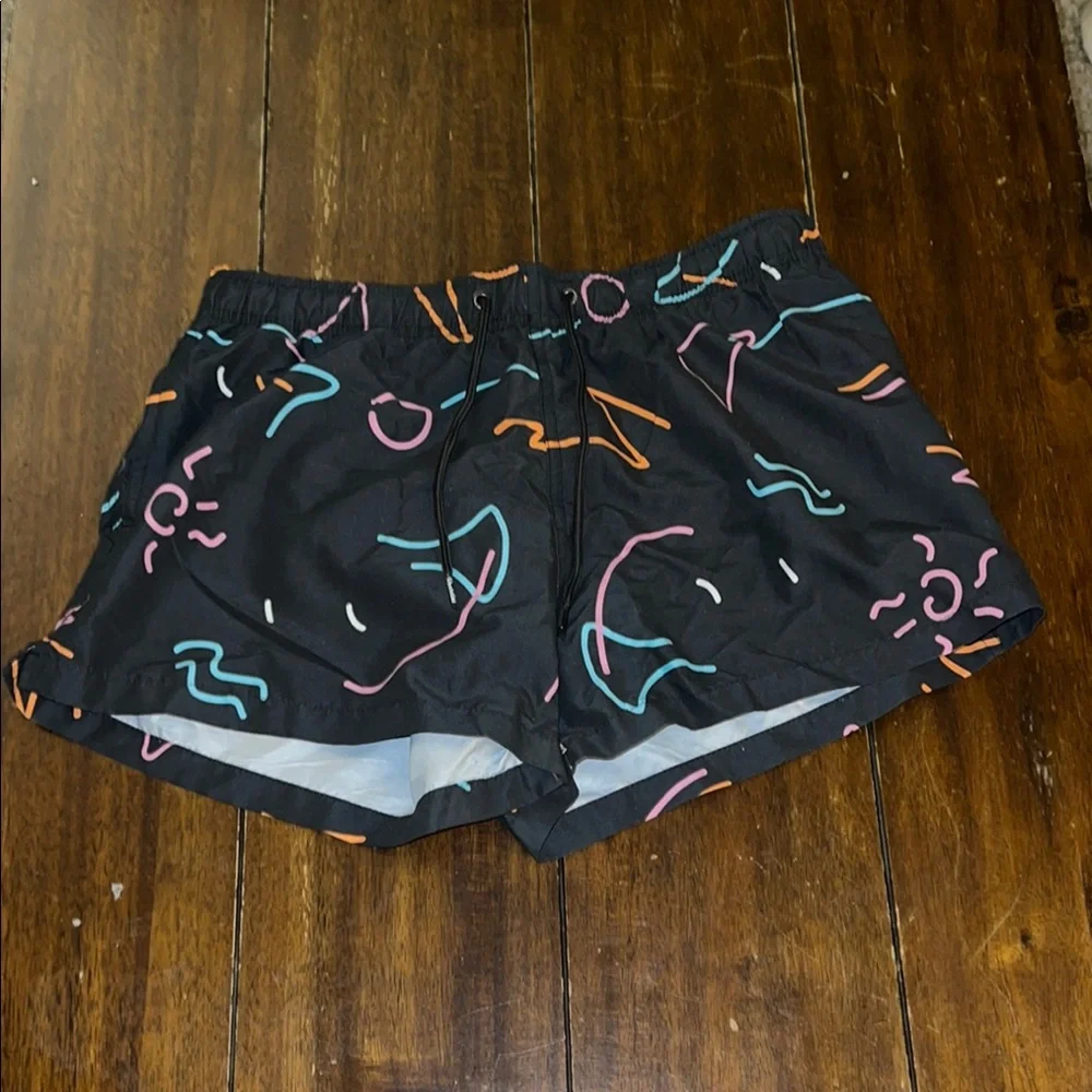 Boardies Black Swim Shorts‎ with Abstract Design